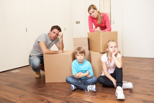Van loaded with moving boxes at a Chiswick home